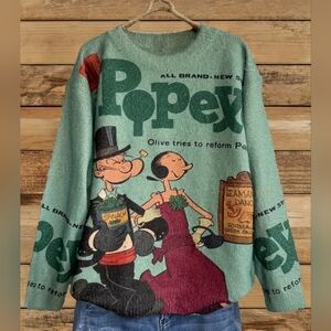 SHEIN Green Popeye Graphic Sweater